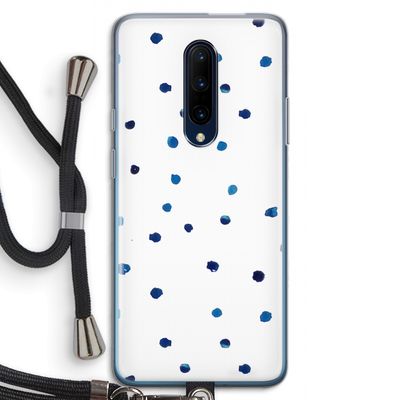 Blauwe stippen: OnePlus 7 Pro Transparant Hoesje met koord