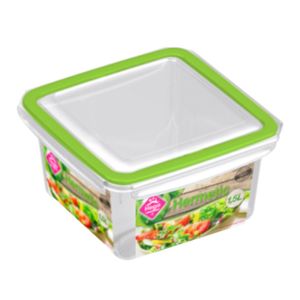 12x Voorraad/vershoudbakjes 1,5 liter transparant/groen plastic