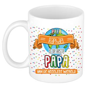 Naam mok papa Raphael - wit - de beste - keramiek - 300 ml - Vaderdag/verjaardag