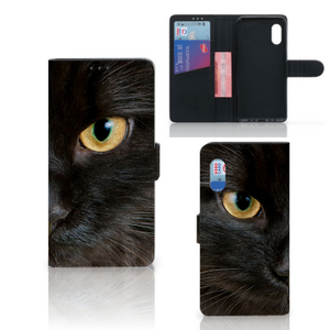 Samsung Xcover Pro Telefoonhoesje met Pasjes Zwarte Kat