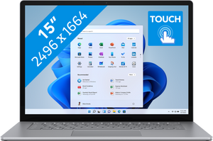 Microsoft Surface Laptop 5 i7-1255U Notebook 38,1 cm (15") Touchscreen Intel® Core™ i7 8 GB LPDDR5x-SDRAM 256 GB SSD Wi-Fi 6 (802.11ax) Windows 11 Home Platina