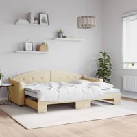 Slaapbank met onderschuifbed 80x200 cm stof crèmekleurig