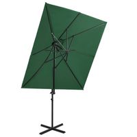 vidaXL Zweefparasol met dubbel dak 250x250 cm groen - thumbnail