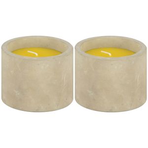 Geurkaars citronella - 2x - in betonnen houder - 10 branduren - citrus