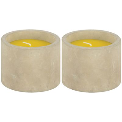 Geurkaars citronella - 2x - in betonnen houder - 10 branduren - citrus