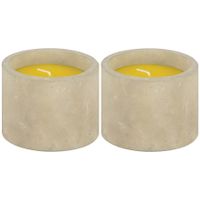 Geurkaars citronella - 2x - in betonnen houder - 10 branduren - citrus