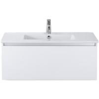 Frozen Badmeubelset 100 cm - Greeplijst in Kleur - Wit Hoogglans - Keramische Wastafel Wit 1 Kraangat