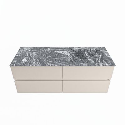MONDIAZ VICA-DLUX 130cm badmeubel onderkast Linen 4 lades. Inbouw wastafel CLOUD rechts zonder kraangat, kleur Lava.