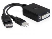 DeLOCK Adapter DisplayPort > DVI-I adapter + USB (23cm), Actief