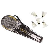 Badminton set voor volwassenen met 6x shuttles en opbergtas - thumbnail