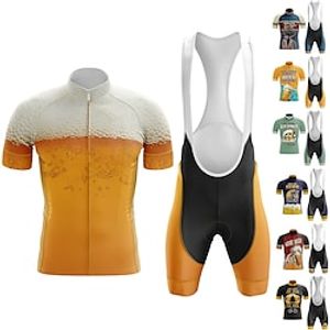 Voor heren Wielrenshirt met strakke shorts Korte mouw Bergracen Wegwielrennen Zwart Rood Marineblauw Oktoberfest bier Fietsen Sportoutfits 3D-pad Ademend Sneldrogend Achterzak Polyester Spandex Sport Lightinthebox