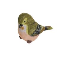 Decoratie Tuinbeeld vogeltje - groenling - polystone - 12 cm - thumbnail