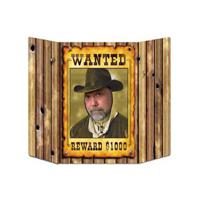 Foto bord/frame Selfies maken - Wanted by police - 94 x 63 cm - Props - Western thema - Karton