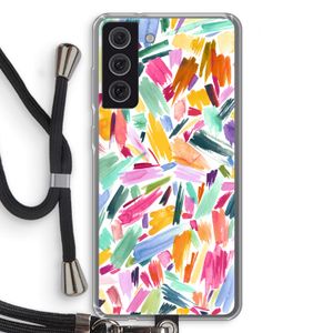 Watercolor Brushstrokes: Samsung Galaxy S21 FE Transparant Hoesje met koord