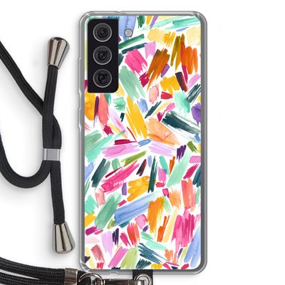 Watercolor Brushstrokes: Samsung Galaxy S21 FE Transparant Hoesje met koord