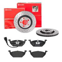 Remmenset, remschijf BREMBO, Remschijftype: Geperforeerd / Geventileerd, Inbouwplaats: Vooras, u.a. für Audi, Skoda, VW, Seat