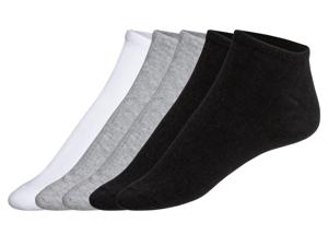 LIVERGY 5 paar heren sneakersokken (Wit/grijs/zwart, 43-46)