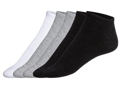 LIVERGY 5 paar heren sneakersokken (Wit/grijs/zwart, 43-46)