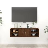 Wandschap 102x30x29 cm bewerkt hout bruin eikenkleur Wandschap 102x30x29 cm bewerkt hout bruin eikenkleur