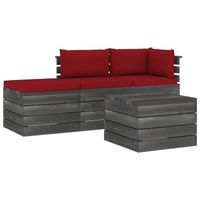 vidaXL 4-delige Loungeset met kussens pallet massief grenenhout - thumbnail
