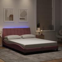 Bedframe met LED-verlichting fluweel roze 140x190 cm
