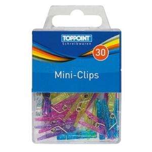 Mini knijpertjes - 30x stuks - mix gekleurd - plastic - klein formaat knijpers - 25 mm