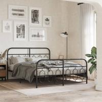 Bedframe met hoofd- en voeteneinde metaal zwart 150x200 cm