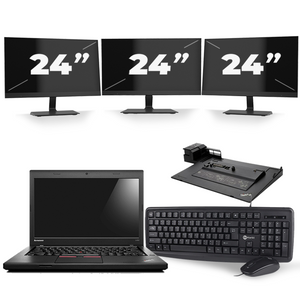 Lenovo ThinkPad L460 - Intel Core i5-6e Generatie - 14 inch - 8GB RAM - 256GB SSD - Windows 11 + 3x 24 inch Monitor