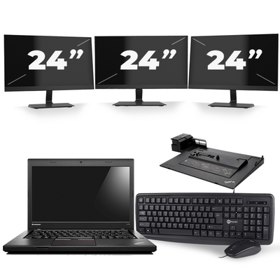 Lenovo ThinkPad L460 - Intel Core i5-6e Generatie - 14 inch - 8GB RAM - 256GB SSD - Windows 11 + 3x 24 inch Monitor