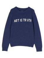 Zadig & Voltaire Kids pull à slogan imprimé - Bleu - thumbnail