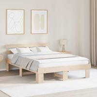 Bedframe met hoofdeinde Bruin 140 x 200 cm Massief grenenhout