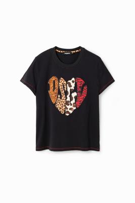 T-shirt met patches en dierenprint - BLACK - XXL