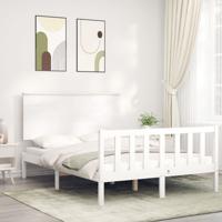 Bedframe zonder matras massief grenenhout wit 120x200 cm