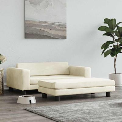 Hondenmand met verlengstuk 100x50x30 cm fluweel crmekleurig
