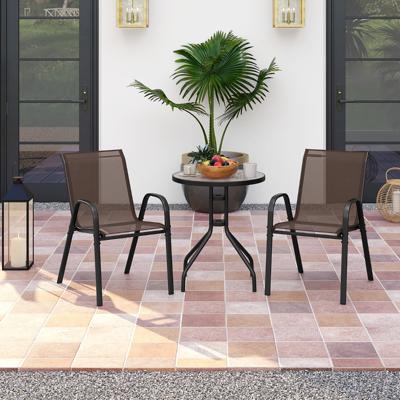 3-delig Balkonmeubelset Bistrotafel met 2 Stapelbare Stoelen Bistroset Balkonset Tuinset Bruin