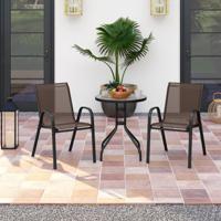 3-delig Balkonmeubelset Bistrotafel met 2 Stapelbare Stoelen Bistroset Balkonset Tuinset Bruin