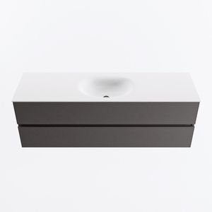 MONDIAZ VICA 150cm badmeubel onderkast Dark Grey 2 lades. Wastafel MOON midden 1 kraangat, kleur Talc.