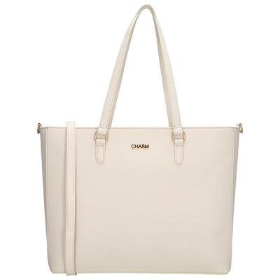 Charm London Birmingham Safiano - Handtas/Schoudertas 15.6&apos;&apos; - Cream