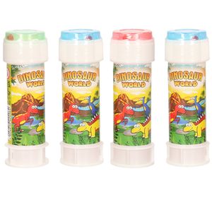 50x Dinosaurus bellenblaas flesjes met bal spelletje in dop 60 ml voor kinderen