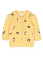 Ralph Lauren Kids cardigan nervuré à motif brodé - Jaune