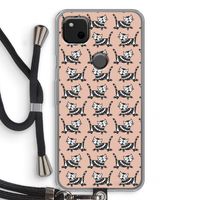 Zwarte poes: Pixel 4a Transparant Hoesje met koord