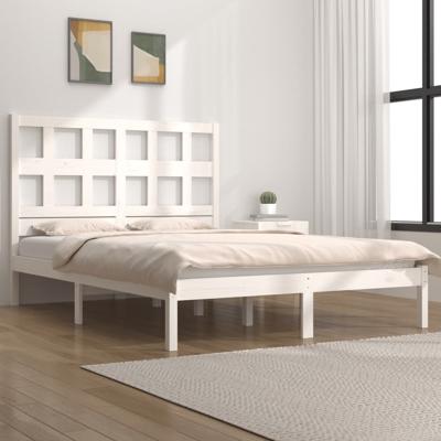Bedframe zonder matras massief grenenhout wit 160x200 cm
