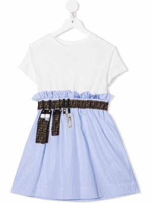 Fendi Kids robe à rayures - Blanc