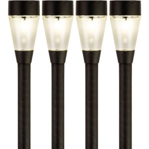 4x Buiten/tuin LED zwarte stekers Jive solar verlichting 32 cm