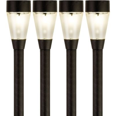 4x Buiten/tuin LED zwarte stekers Jive solar verlichting 32 cm