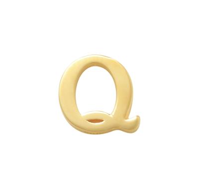 Minimalistische letter oorbelknopje - 14K GOUD - Goud - Q