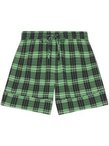 GANNI short à carreaux - Vert