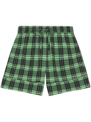 GANNI short à carreaux - Vert