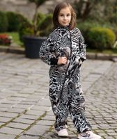 Waterproof Softshell Overall Comfy Grey Animal Print Jumpsuit - thumbnail