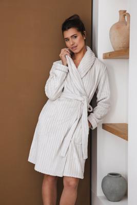 Duurzame fleece badjas strepen